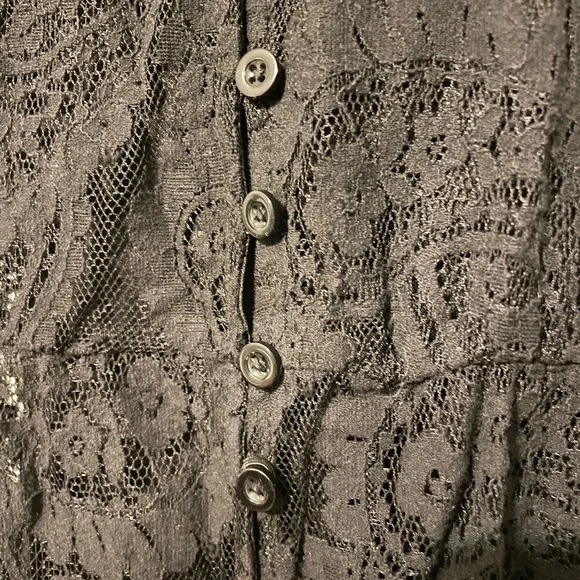 Torrid Maxi Lace Dress Button Front A-Line Sz 00 (M) Black Witchy Dark Goth Long - Picture 8 of 9